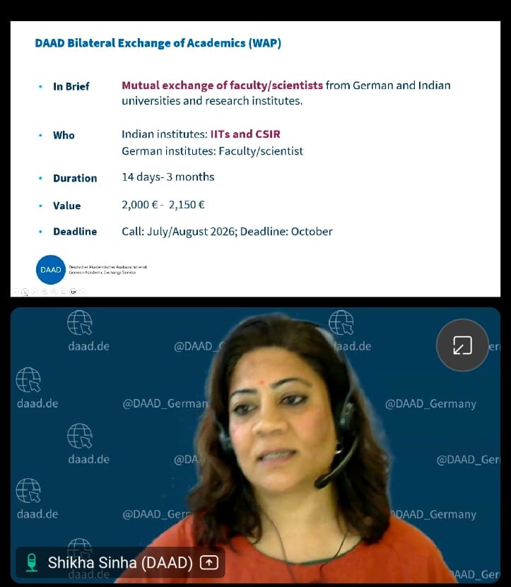 Successful Representation of GUB in a Web Session on Funding Opportunities for Academic Cooperation organized by DAAD Foundation Regional Office, New Delhi.